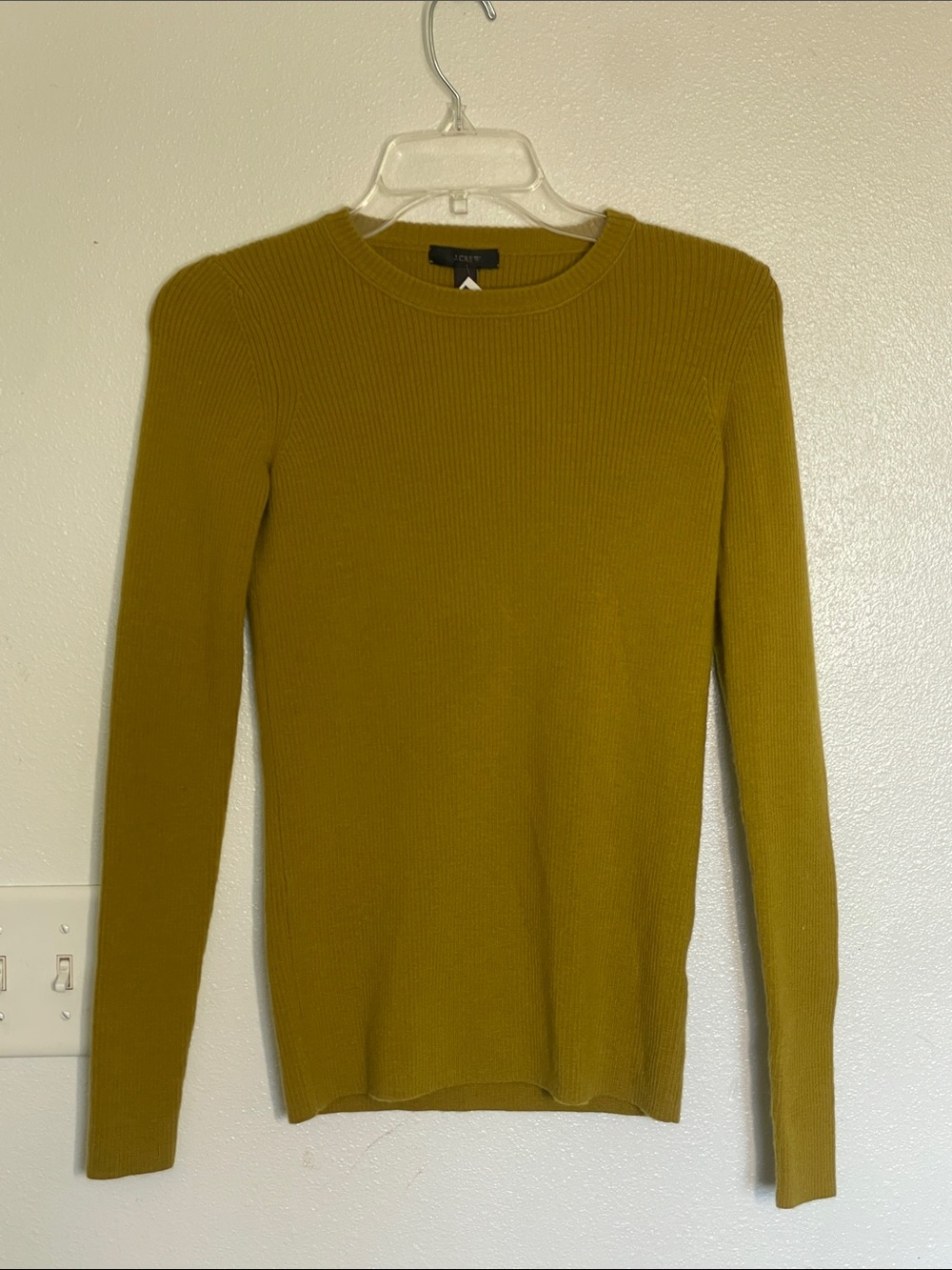 J. Crew Slim Ribbed Crewneck Sweater in Olive Moss